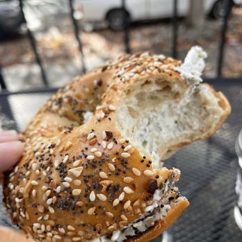 Blazing Bagels - Everything Bagel with Garlic cream cheese - Bagels Near Me - Seattle, Washington