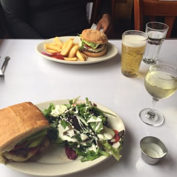 Roxanne Cafe - Veggie burger w/side salad & bacon cheese burger w/fries - Italian Near Me - San Francisco, California