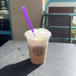 Mocha latte with cold foam on top Mocha latte with cold foam on top
