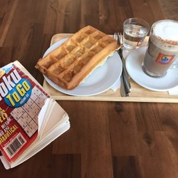 Chocafé - Had a waffle with syrup & a mocha  - comes with water!