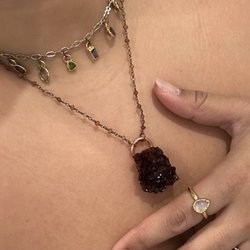 Merkababe Designs - Rainbow Aura Necklace Citrine necklace Rose Quartz Ring