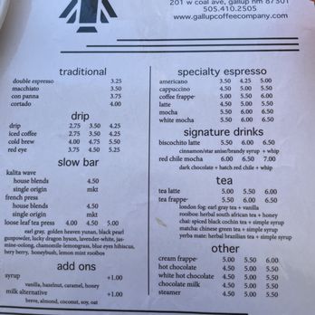 Gallup Coffee Company - Menu Sept 2023 - Coffee & Tea Near Me - Gallup, New Mexico Gallup Coffee Company - Menu Sept 2023 - Coffee & Tea Near Me - Gallup, New Mexico