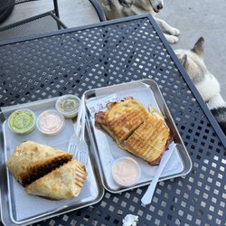 Chase Coffee Roasters - Steak and egg burrito.  Breakfast sandwich with bacon and egg.