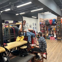 Boots being fitted for boots. Boots being fitted for boots.