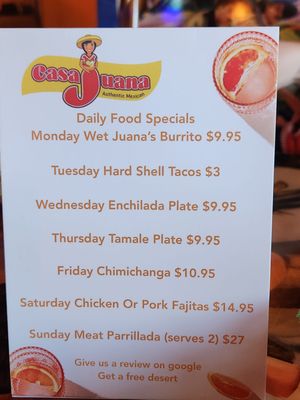 Menu photo 6 La Casa de Juana Phoenix, AZ