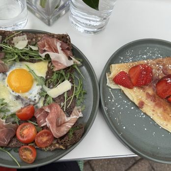 Le Marais Bakery - Prosciutto crepe and strawberry crepe - French Near Me - Larkspur, California Le Marais Bakery - Prosciutto crepe and strawberry crepe - French Near Me - Larkspur, California