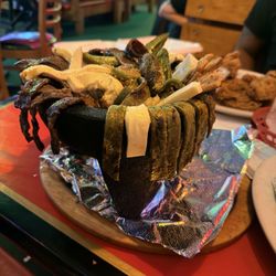 Jerky (steak) ,cold cheese sticks (queso) , dead cactus.