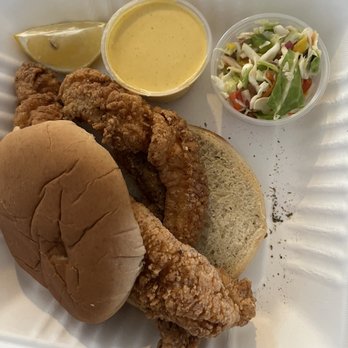 Jimmy Pearls - Uncle Genes fish sandwich-this weeks catch was catfish. Huge portion and so delicious! - Seafood Near Me - Charlotte, North Carolina Jimmy Pearls - Uncle Genes fish sandwich-this weeks catch was catfish. Huge portion and so delicious! - Seafood Near Me - Charlotte, North Carolina