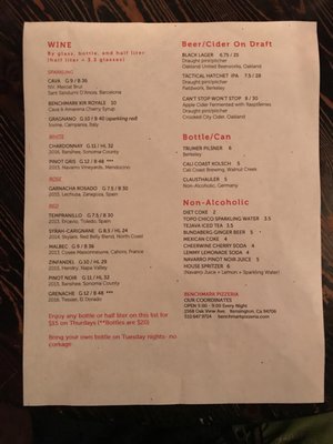 Menu photo 4 Benchmark Pizzeria Kensington, CA