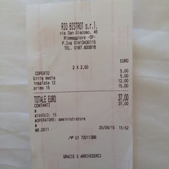 Rio Bistrot - It is a custom to add surcharge to the bill - Italian Near Me - Riomaggiore, SP