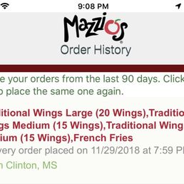 a list of orders