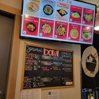 Samurai Sushi - Whistler - a menu on the wall - Ramen Near Me - Whistler, British Columbia Samurai Sushi - Whistler - a menu on the wall - Ramen Near Me - Whistler, British Columbia