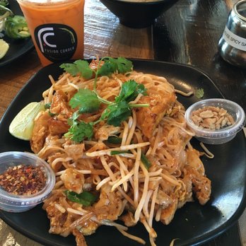 Fusion Corner - Pad Thai with chicken and Thai Milk Tea - Asian Fusion Near Me - Stanton, California Fusion Corner - Pad Thai with chicken and Thai Milk Tea - Asian Fusion Near Me - Stanton, California