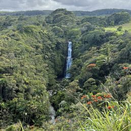 Waterfall from the ziplining tour: Kamae'e Falls Waterfall from the ziplining tour: Kamae'e Falls