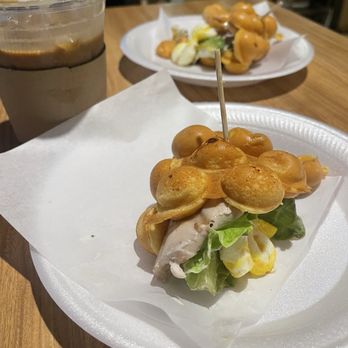 Fresh Roast - egg waffle chicken sandwich - Coffee & Tea Near Me - San Gabriel, California