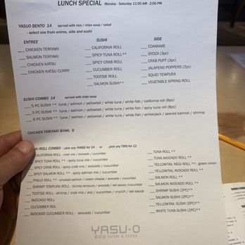 Yasuo Sushi & Tapas - Lunch special menu - Sushi Bars Near Me - Scottsdale, Arizona Yasuo Sushi & Tapas - Lunch special menu - Sushi Bars Near Me - Scottsdale, Arizona