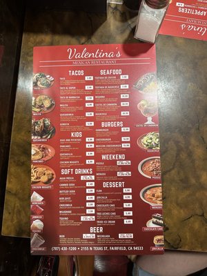 Menu photo 2 Valentina's Fairfield, CA