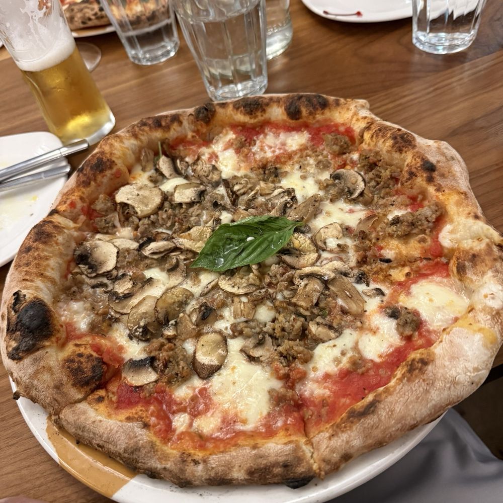 Ama Pizza - Sausage and mushrooms pizza - Pizza Near Me - Hillsborough Township, New Jersey