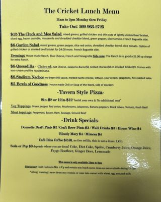 Menu photo 2 The Cricket Battle Creek, MI Menu photo 2 The Cricket Battle Creek, MI