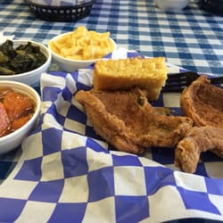 Y'all's Down-Home Southern Cafe - Pork chops, yams, mac n cheese and collard greens