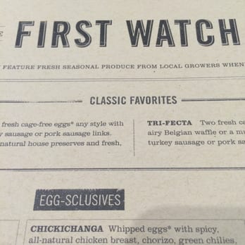 First Watch - Menu - Breakfast & Brunch Near Me - Hermitage, Tennessee First Watch - Menu - Breakfast & Brunch Near Me - Hermitage, Tennessee