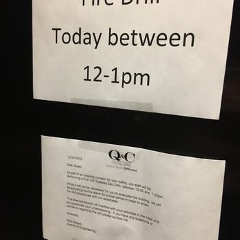 Q&C Hotel - Woke up to a loud and disruptive fire alarm with no notice. Walked outside and saw this sign posted on the elevator the day of. Not fun. - Hotels Near Me - New Orleans, Louisiana Q&C Hotel - Woke up to a loud and disruptive fire alarm with no notice. Walked outside and saw this sign posted on the elevator the day of. Not fun. - Hotels Near Me - New Orleans, Louisiana