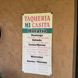 Taqueria Mi Casita - Horario feb 2025