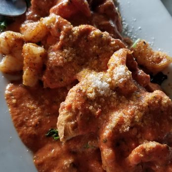 Wixom Station - EGGPLANT DIABLO Fresh eggplant lightly breaded and topped with a zesty shrimp-Palomino sauce - Seafood Near Me - Wixom, Michigan Wixom Station - EGGPLANT DIABLO Fresh eggplant lightly breaded and topped with a zesty shrimp-Palomino sauce - Seafood Near Me - Wixom, Michigan