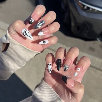 Miore Nails & Spa - gel x, Almond medium length with design - Nail Salons Near Me - San Diego, California