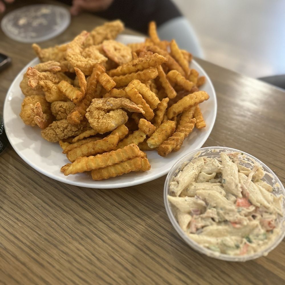 Fried Fish & Shrimp Dinner Combo & seafood salad Fried Fish & Shrimp Dinner Combo & seafood salad
