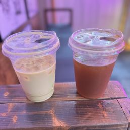 Iced vanilla latte and iced americano Iced vanilla latte and iced americano