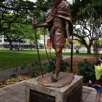 Mohandas K. Gandhi Statue - Dedicated 10-27-90 when Frank F. Fasi was the Mayor of Honolulu - Public Art Near Me - Honolulu, Hawaii Mohandas K. Gandhi Statue - Dedicated 10-27-90 when Frank F. Fasi was the Mayor of Honolulu - Public Art Near Me - Honolulu, Hawaii