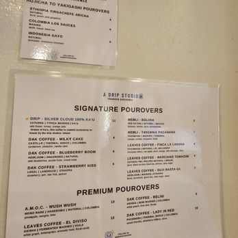 Drip Studio - Pour over Menus - Coffee & Tea Near Me - Honolulu, Hawaii