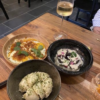 Lotus Noodle Bar - Scallop crudo, bloom and fried egg with chilli crunch. - Ramen Near Me - St. Augustine, Florida