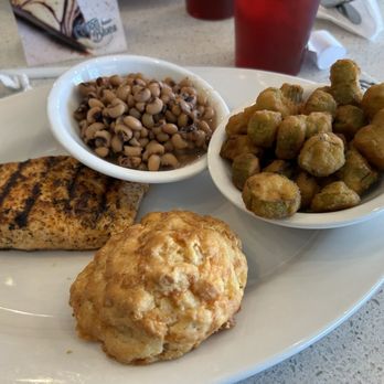 Sadie’s Diner - Blackened salmon  Fried okra  Black eyed peas  Cheese biscuit - Bakeries Near Me - Vance, Alabama