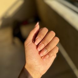 Karelove Nail Spa - Pink french tip set with rhinestones
