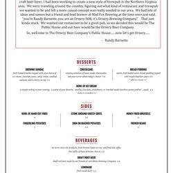 Ornery Beer Company Public House - Menu pg 2