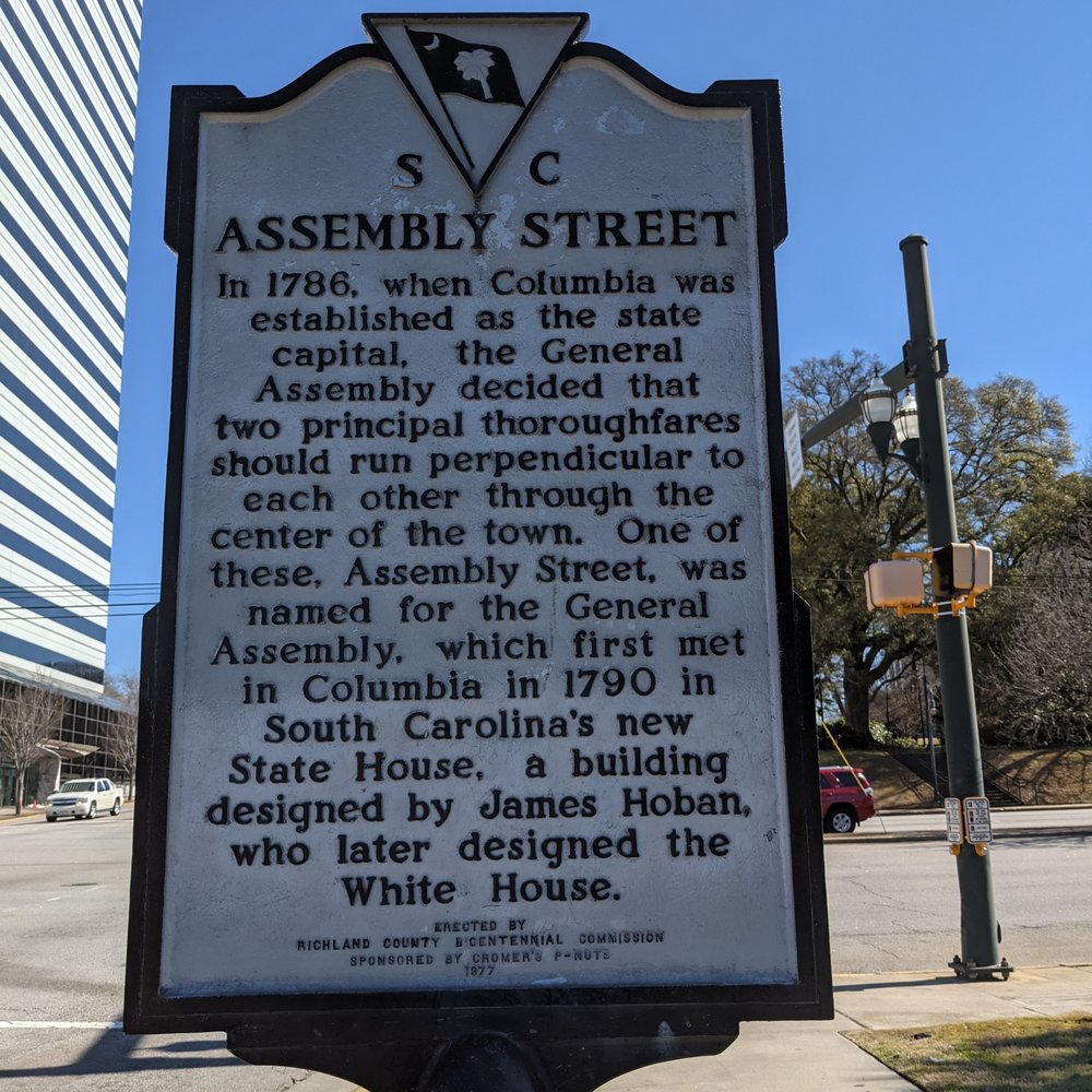 Assembly Street Historical Marker - Assembly Street Historical Marker, Columbia - Landmarks & Historical Buildings Near Me - Columbia, South Carolina Assembly Street Historical Marker - Assembly Street Historical Marker, Columbia - Landmarks & Historical Buildings Near Me - Columbia, South Carolina