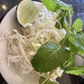 Nam Giao - The plate of veggies for The BBH could have been better, especially the sad, dehydrated limes today (well, it was 107F) - Vietnamese Near Me - Houston, Texas