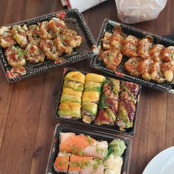 Blue Orchid - Krispy Krab (top right), Crispy Cali (top left) and the Tropicana rolls (the one with mango in the middle left) - Sushi Bars Near Me - Charlotte, North Carolina Blue Orchid - Krispy Krab (top right), Crispy Cali (top left) and the Tropicana rolls (the one with mango in the middle left) - Sushi Bars Near Me - Charlotte, North Carolina