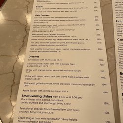 Kavárna Slavia - Menu