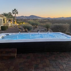 Beautiful semi inground Swim Spa