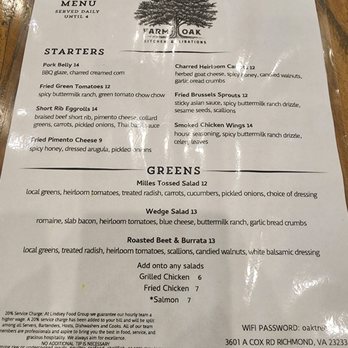 Farm And Oak - Lunch Menu (Apr. 11, 2024) - Southern Near Me - Henrico, Virginia