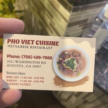 Pho Viet Augusta - Business card - Vietnamese Near Me - Augusta, Georgia Pho Viet Augusta - Business card - Vietnamese Near Me - Augusta, Georgia