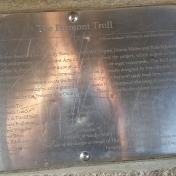 Fremont Troll - Plaque - Public Art Near Me - Seattle, Washington Fremont Troll - Plaque - Public Art Near Me - Seattle, Washington