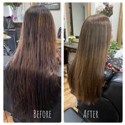 Before and after haircut and color Before and after haircut and color