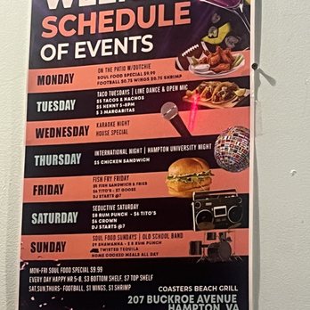 Coasters Beach Grill - Weekly events - Bars Near Me - Hampton, Virginia