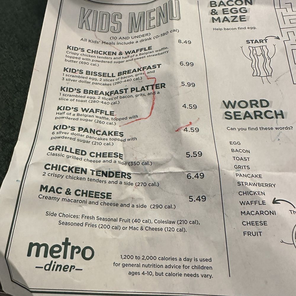 Metro Diner - Kids menu - Breakfast & Brunch Near Me - Madison, Alabama Metro Diner - Kids menu - Breakfast & Brunch Near Me - Madison, Alabama