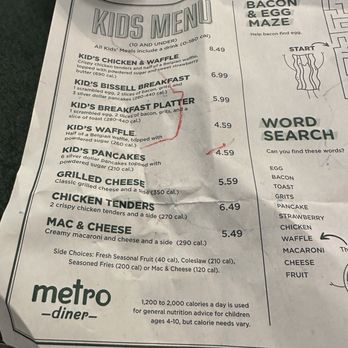Metro Diner - Kids menu - Breakfast & Brunch Near Me - Madison, Alabama