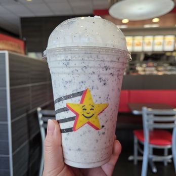 Carl's Jr - cookies & cream shake made with oreo cookie pieces - Burgers Near Me - Foster City, California